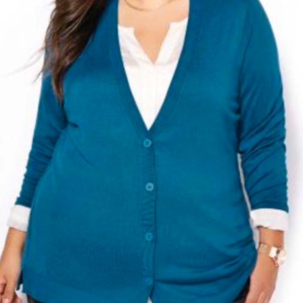CARDIGAN, V NECK, LEGION BLUE, SIZE 4X, RIBBED HEM, BUTTON FRONT, SUPER SOFT,
